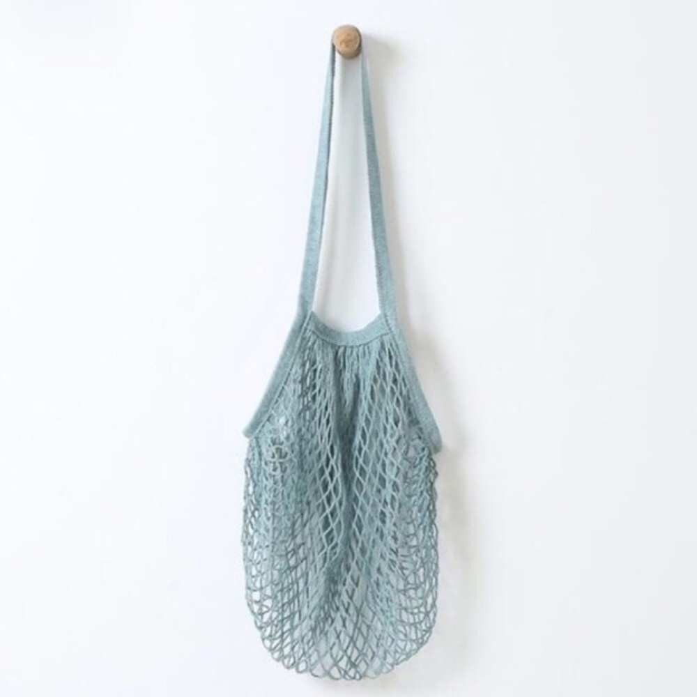 Parisienne Market Cotton Open Net Tote Bag Blue - Picture 2 of 8